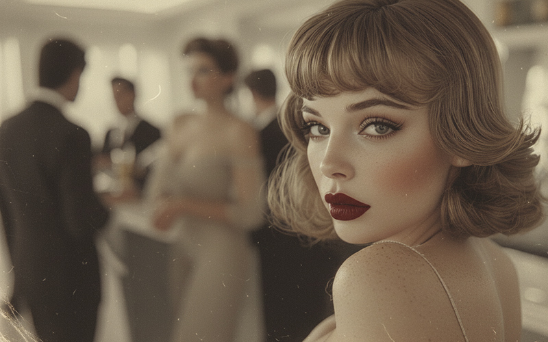 Elegant retro pin-up model in classic pose